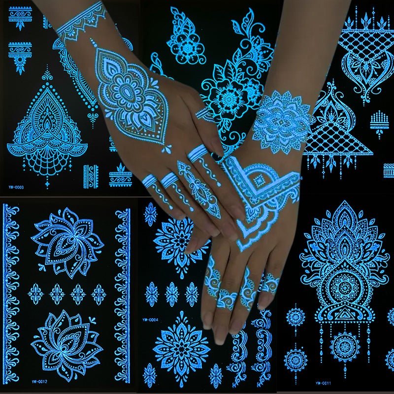 Luminous Tattoo Sticker India Hannah Lace Tattoo Hollow Hand Henna Tattoo - Image 5